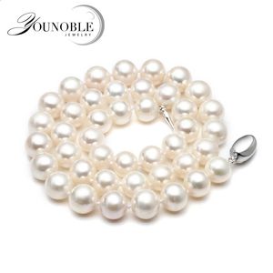 Colliers pendentif de mariage véritable collier de perles d'eau douce pour les femmes blanc mariée naturel rond tour de cou gros colliers de perles femme anniversaire 231118