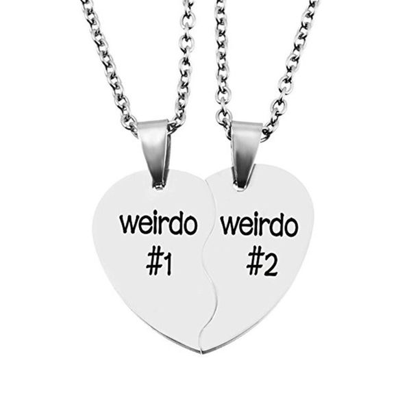 Collares pendientes Weirdo 1 2 para amigos ECG corazón Bff hermana collar latido amistad joyería resistente al agua