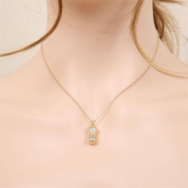 Pendentif Colliers WeSparking EMO 14K Plaqué Or Cacahuète Collier Clavicule Chaîne Pour Femmes Année Tendance Impact Bijoux De Mode