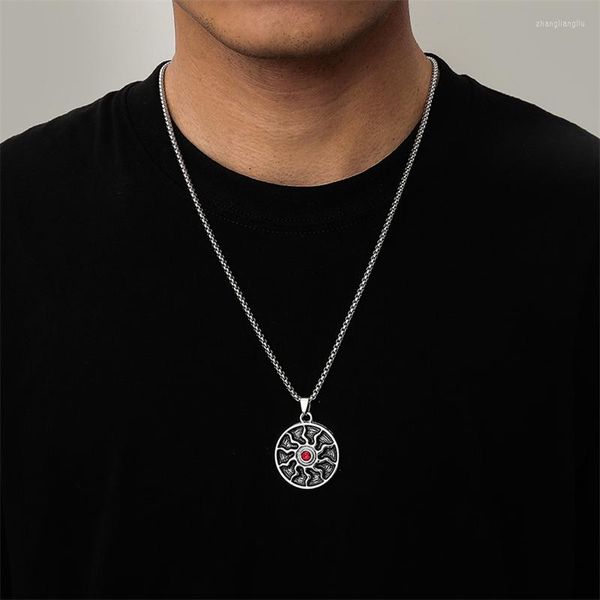 Pendentif Colliers WeSparking EMO Hip Hop Argent Couleur En Acier Inoxydable Chaîne Collier Rond Apollo Pour Femmes Hommes