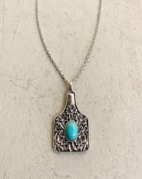 Colliers pendants bijoux occidentaux turquoise en pierre de vache de vache tendance ouest cadeau pour cowgirl9753857