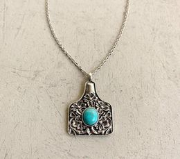 Colliers pendentifs bijoux occidentaux turquoise en pierre de vache de vache tendance ouest cadeau pour cow-girl1523484