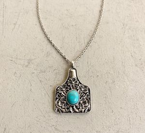 Colliers pendants bijoux occidentaux turquoise en pierre de vache de vache tendance ouest cadeau pour cowgirl6455489