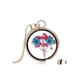 Pendentif Colliers Style Occidental Pour Les Femmes Bijoux De Mode Cercle Cristal Verre Fleur Sèche Diapositive Collier Drop Delivery Pendentifs Dhkcy