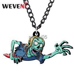 Pendentif Colliers Weveni acrylique Halloween dessin animé rampant Zombie collier ras du cou mode bijoux uniques adolescente cadeau accessoire charmes Brincos x1009