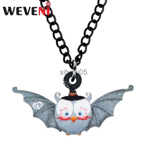 Collares colgantes WEVENI acrílico Halloween dibujos animados murciélago collar Collar cadena colgante impresión animal salvaje mascotas joyería para niña encantos regalo x1009