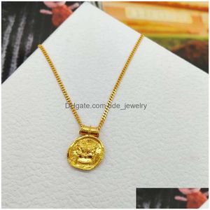 Collares colgantes Ballena Trabajador Mis Inicio Cobre puro Twee Constelaciones Collar Relieve femenino Moneda de oro Irregar Animal Cangrejo Serpiente L Dhcy0