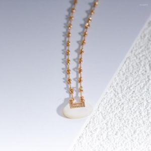 Pendentif Colliers Blanc Fritillaria Lock Design Collier Style chinois Rétro Haute Qualité Bijoux de luxe 2023 pour les femmes Cadeau d'anniversaire.