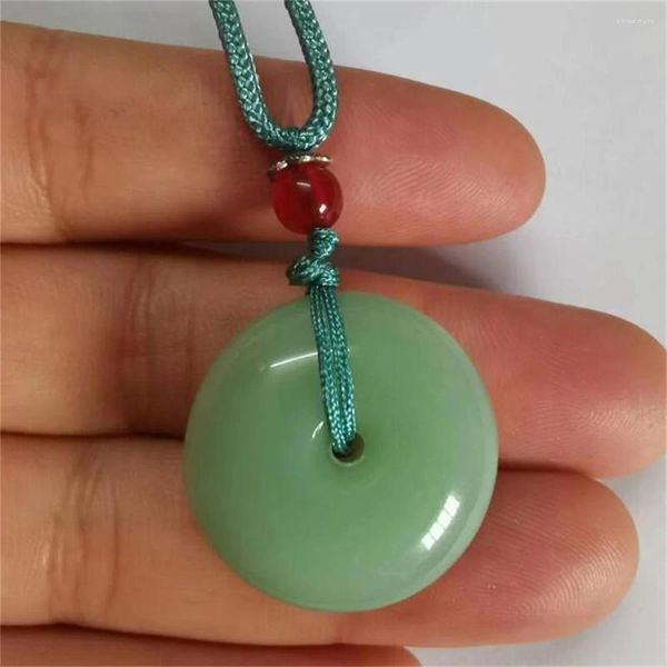 Pendentif Colliers Blanc Vert Harmony Rond Lucky Jade Simple Corde Élégante Collier Amulette Pour Femmes Charme Pierre Bijoux Cadeaux