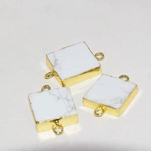 Hangende kettingen witte huile stenen connector voor sieraden maken natuurlijke 2022 vrouwen vierkante goudplating ring ring edelsteen edelstenen 2 dubbele