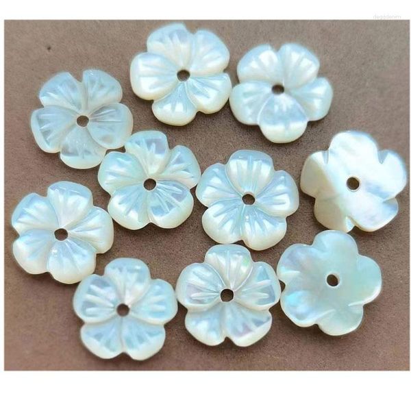 Collares colgantes Madre de perla con capada de flores de concha 10pcs D3781