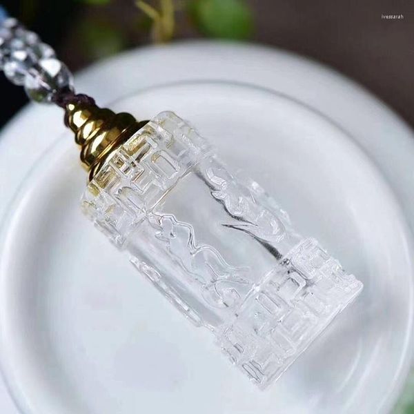 Collares pendientes Colgantes de cristal natural blanco Palabras talladas Deseando collar de botella Suerte para mujeres Hombres Amuleto de bendición Colgante de joyería