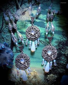 Pendentif Colliers Blanc Pentacle Collier Sorcière Bijoux Pentagram Wiccan Pagan
