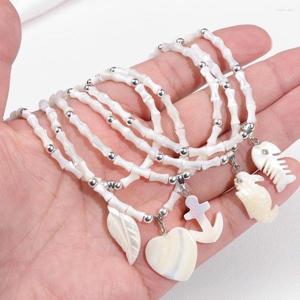 Collares colgantes Collar de concha blanca Verano Natural Madre de perla para mujeres Gargantillas de hojas de corazón Joyería femenina Regalo Boho