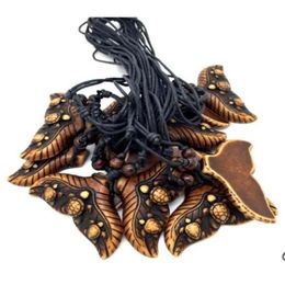 Collares colgantes enteros 12pcs imitación étnica tribal yak hueso ballena cola tortugas de sirena colina collar de suerte regalo mn5452425 dhd8r