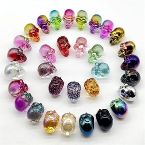 Collares colgantes Toda la moda Cráneo de cristal Chapado en cristal Arco iris Adornos con dijes Accesorio de joyería Regalo de cumpleaños 10 piezas 252q