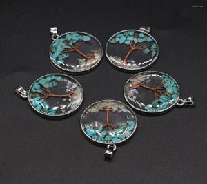 Colliers pendants entièrement 10pcs Stone naturelle turquoise rond à gravier transparent faisant des bijoux de collier de bricolage exquis Gift4229194