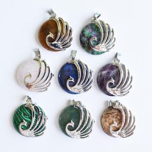 Colliers de pendentif en gros 8 pc / lot Stone Natural Stone Phoenix Pendants pour collier Femme Purple Crystal Chakras Lapis Lazuli Fashion JewelrypenPen