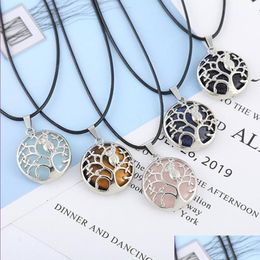 Pendentif Colliers En Gros 10 Pcs Sier Plaqué Hibou Opalite Opale Noir Corde Chaîne Collier Bleu Sable Pierre Bijoux Drop Delivery Penda Dhvru