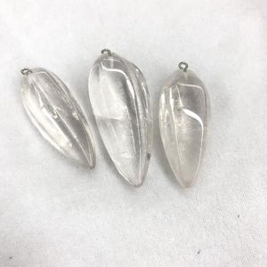 Collares colgantes al por mayor 10 unids facetado claro cuarzo cristal de roca forma de chile para collar de joyería de piedra de gema aproximadamente 45 mm
