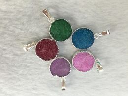 Pendentif Colliers En Gros 10 pcs/lot Mixte Quartz Gem Pierre Fit Drusy Collier Bijoux DIY