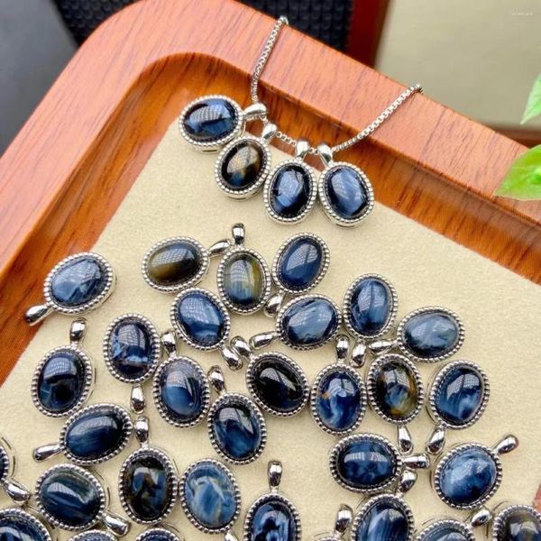 Colliers pendants en gros 10pcs / lot Natural Pietersite 6x8mm ovale semi-précieux Gemstone Charms Jewlery pour collier