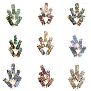 Pendentif Colliers En gros 1pcs 10x40mm minimaliste naturel pierre royale plat rectangle bricolage charme bijoux femmes boucles d'oreilles couple collier