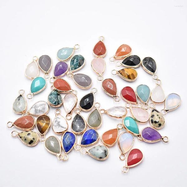 Pendentif Colliers En gros 20 pcs/lot pierre naturelle Amazones améthystes Section goutte d'eau forme connecteur pendentifs pour la fabrication de bijoux gratuit