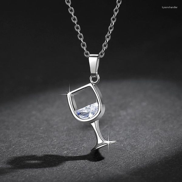 Pendentif Colliers En Gros 20pcs Brillant Zircone Verre À Vin Chaîne Femelle Cou De Mode Bijoux Cadeaux Pour Femmes Gilrs