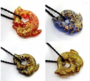 Pendentif Colliers En Gros 4pcs À La Main Murano Lampwork Verre Mignon Dauphin Fit Pour Collier LL22