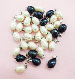 Pendentif Colliers En Gros 50pcs 10-11mm Blanc et Noir Mer Naturelle Perle Baroque Très Charmant Délicat