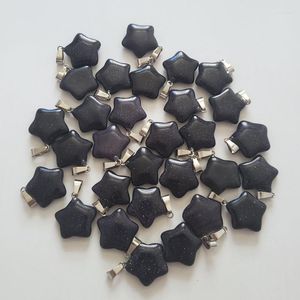 Collares pendientes al por mayor 50 unids/lote moda buena calidad arena azul piedra Natural cinco estrellas dijes colgantes para hacer joyería DIY gratis