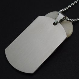 Pendentif Colliers En gros 50 PCS/Lot hommes militaire armée MaSilver couleur en acier inoxydable blanc étiquette de chien collier charme pendentif pendentif