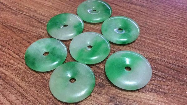 Collares pendientes Venta al por mayor 5pcs Green JADE Jadeite Circle Donut Jewelry Cord