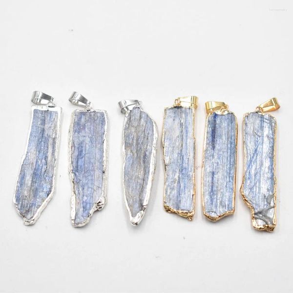 Colliers pendants en gros 6 pcs / lot Stone Natural Stone Blue Kyanite Bijoux en argent plaqué et orde d'oreille en or