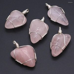 Hanger kettingen groothandel 6 stks natuursteen rozenkwarts kronkelende zilver onregelmatig voor vrouw sieraden maken doe -het -zelf kettingaccessoires cadeau