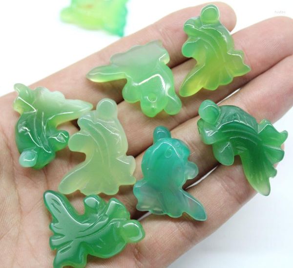 Pendentif Colliers En Gros 6 Pcs Pierre Naturelle Poisson Vert Rouge Agates Pendentifs Sculptés À La Main Pour Collier À Faire Soi-Même Accessoires Fabrication De Bijoux