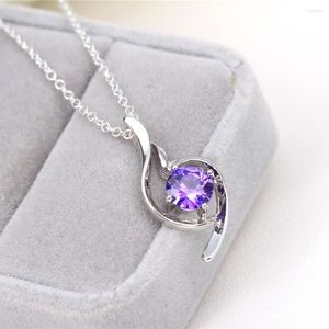 Pendentif Colliers En Gros 925 Sterling Silver Fashion Coloré Trois Couleurs Zircon Pendentifs Collier Pour Femmes / Hommes Chaîne