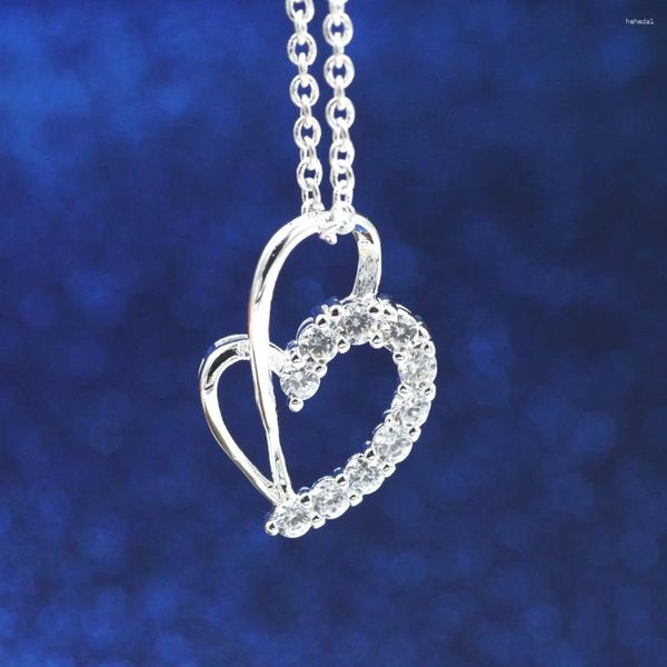 Pendentif Colliers En Gros 925 Sterling Silver ColorCouple Amour Cristal Bijoux Colornecklace Pour Femmes/hommes Chaîne