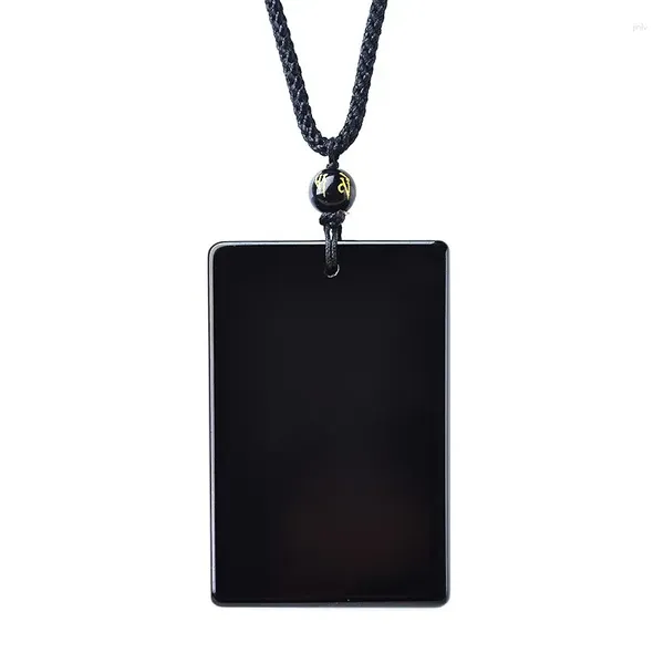 Pendentif Colliers En gros noir naturel obsidienne pierre marque pendentifs chanceux amulette pull chaîne collier pour femmes hommes énergie cristal