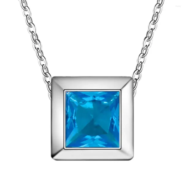 Pendentif Colliers En Gros Charme Couleur Argent Pendentifs Pour Femmes Collier Dame Mode Bijoux Livre Incrusté Pierre Bleue AN582