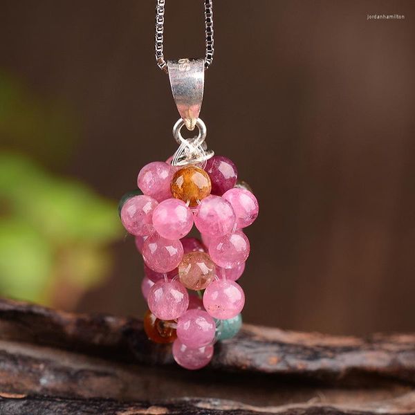 Pendentif Colliers En Gros Couleur Naturel Cristal Main Agité Raisin Chaîne Collier Chanceux Pour Les Femmes Bijoux