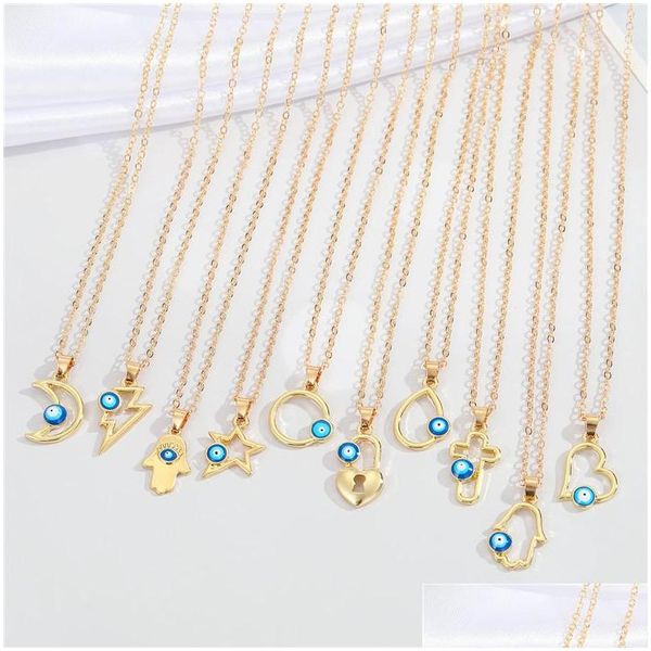 Pendentif Colliers En Gros Creative Géométrique Croix Creux Yeux Bleus Clavicule Chaîne Collier Devils Eye 148C3 Drop Livraison Bijoux Dhqzp