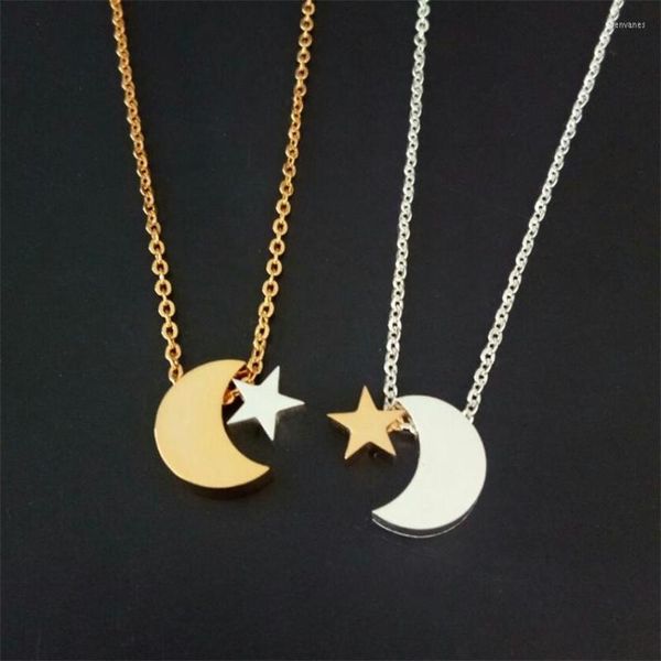 Collares colgantes al por mayor lindo collar de estrella de luna para mujeres gargantilla de cadena larga collar bohemio joyería regalo de Navidad