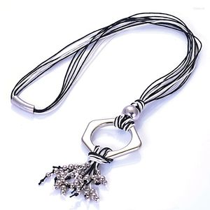 Collares pendientes, venta al por mayor, declaración de diseñador, moda elegante, cordón ceroso, borla, joyería larga para mujeres, niñas, collar, regalos