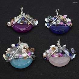 Pendentif Colliers En Gros Exquis Pierre Naturelle Gravier Cristal Enveloppé Perle Agate Aura Bijoux Fabrication Accessoires