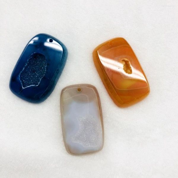 Pendentif Colliers En Gros À Facettes Géode Calcédoine Agate Mixte 10 pcs/lot Pour Collier Environ 35-50mm Rectangle