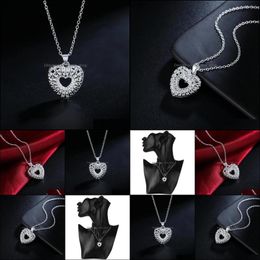 Pendentif Colliers Gros Mode 925 Timbre Sier Collier Bijoux Charme Coeur Élégant Femmes Lady Mariage Drop Livraison Pendentifs Otxio