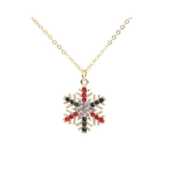 Pendentif Colliers En Gros De Mode Alliage Bonhomme De Neige Arbre De Noël Collier Pour Les Femmes Chaîne En Or Flocon De Neige Clavicule Drop Delivery Jewe Dhvmt