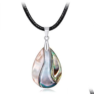 Pendentif Colliers En Gros De Mode En Forme De Gouttelette Personnalité Nature Abalone Shell Collier Euroaméricain À La Main Dame Pour P Dhgarden Dhj9G